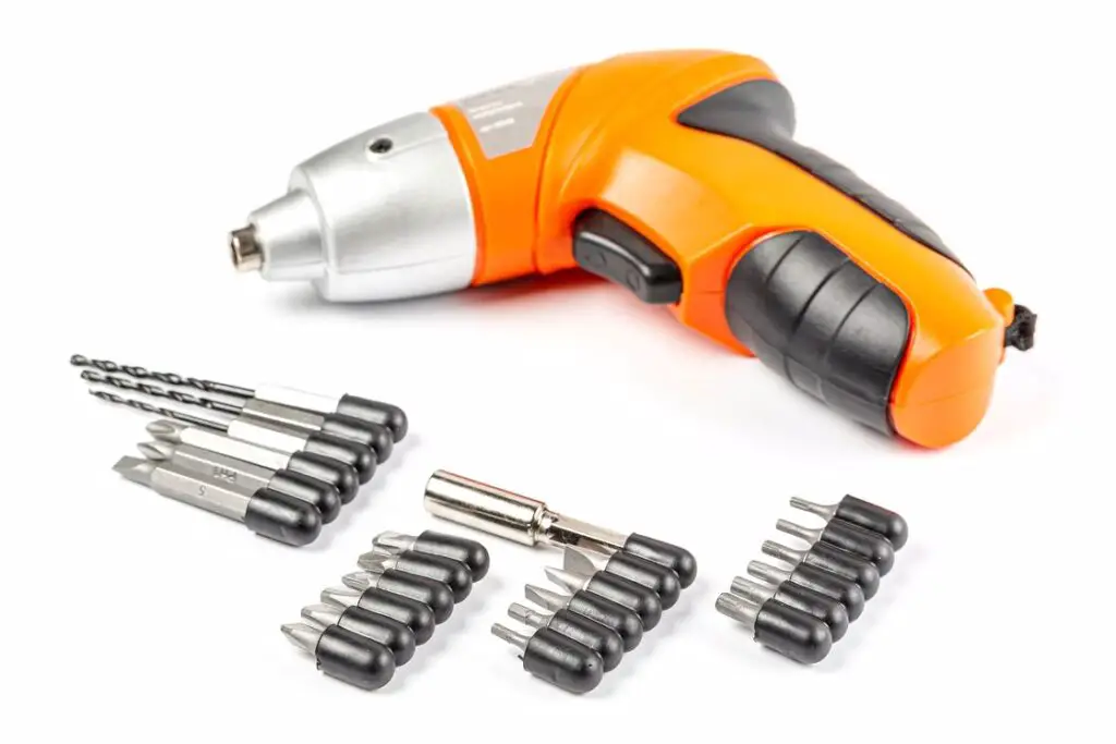 Drill with various sizes and kinds of drill bits