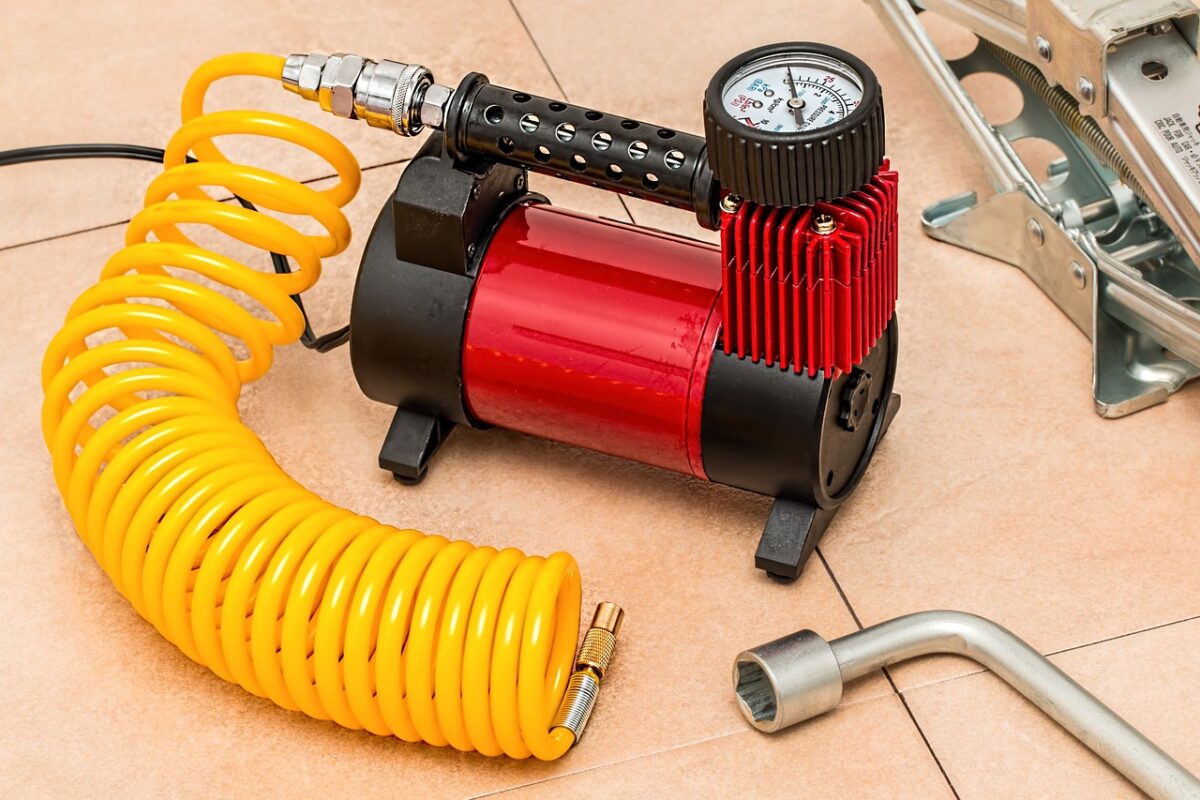 A new small red air compressor