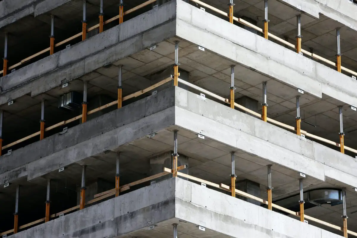 A concrete building under construction